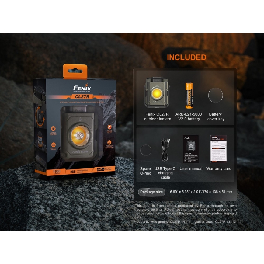 Fenix CL27RGRE - Genopladelig LED lampe dæmpbar LED/USB IP66 1600 lm 285 h