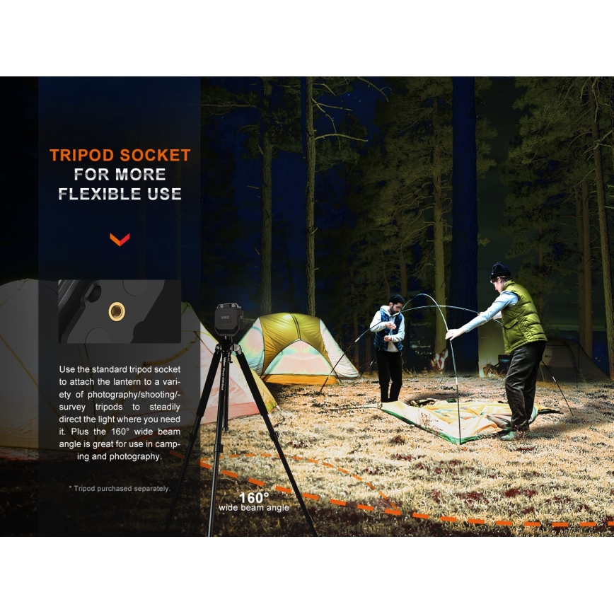 Fenix CL28R - LED projektør m. powerbank dæmpbar og genopladelig LED/USB IP66 2000 skinnende 360 timer 10000 mAh