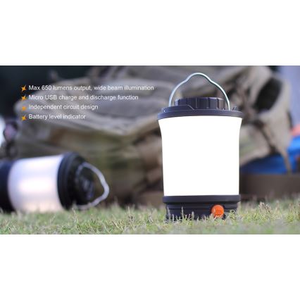 Fenix CL30R - Bærbar LED lampe genopladelig LED/USB/6xCR123A IPX7 650 lm 300 timer 2600 mAh