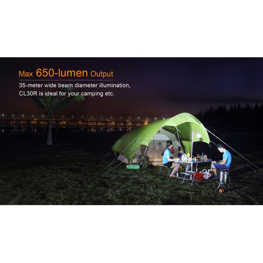 Fenix CL30R - Bærbar LED lampe genopladelig LED/USB/6xCR123A IPX7 650 lm 300 timer 2600 mAh