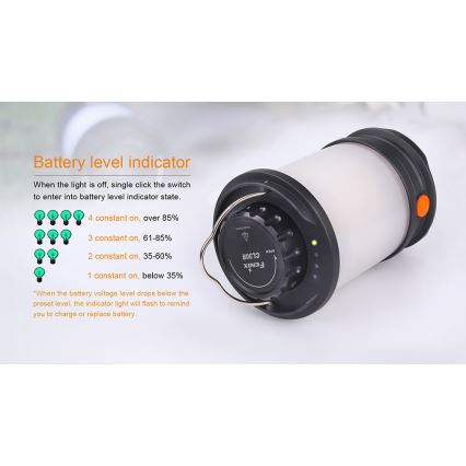 Fenix CL30R - Bærbar LED lampe genopladelig LED/USB/6xCR123A IPX7 650 lm 300 timer 2600 mAh