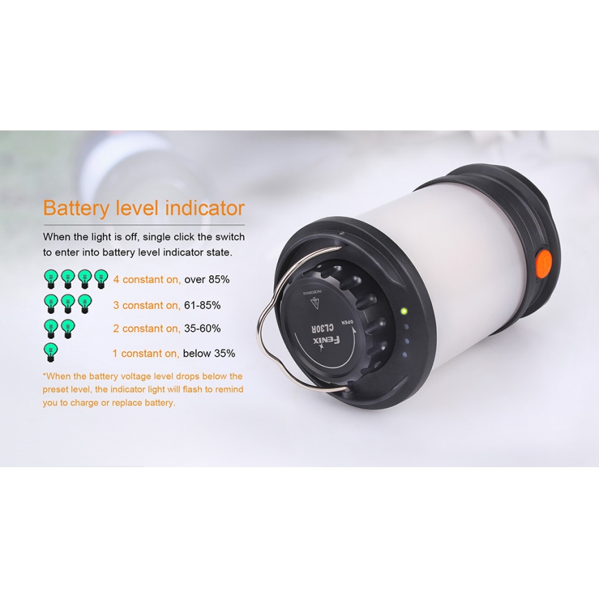 Fenix CL30R - Bærbar LED lampe genopladelig LED/USB/6xCR123A IPX7 650 lm 300 timer 2600 mAh
