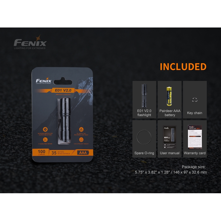 Fenix E01V20BLC - LED lommelygte LED/1xAAA IP68 100 lm 25 timer