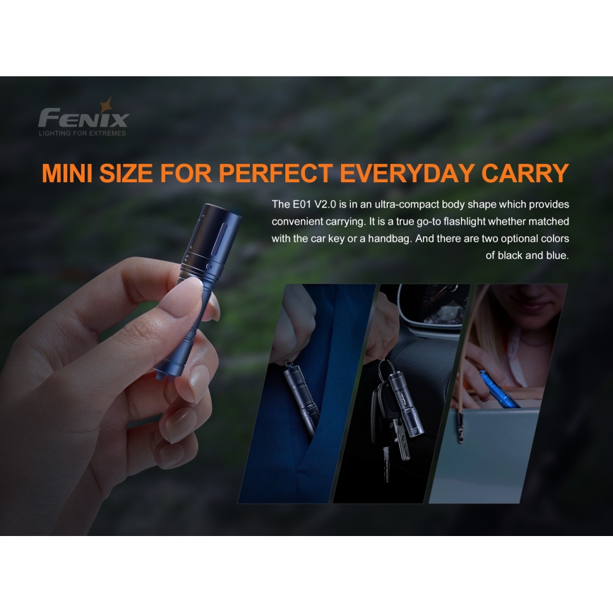 Fenix E01V20BLC - LED lommelygte LED/1xAAA IP68 100 lm 25 timer