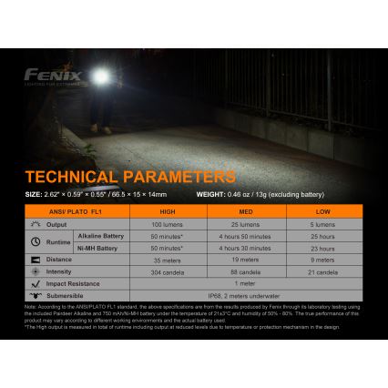 Fenix E01V20BLC - LED lommelygte LED/1xAAA IP68 100 lm 25 timer