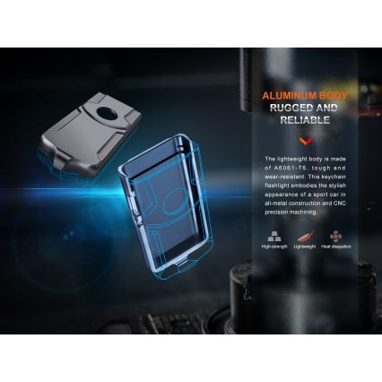 Fenix E03RV20BLU - Genopladelig LED lommelygte LED/USB IP66 500 lm 30 timer 400 mAh