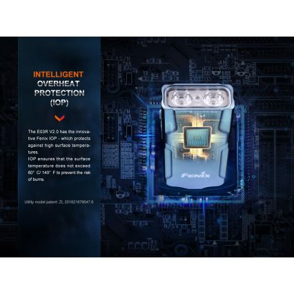 Fenix E03RV20BLU - Genopladelig LED lommelygte LED/USB IP66 500 lm 30 timer 400 mAh