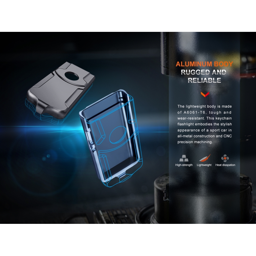 Fenix E03RV20GREY - Genopladelig LED lommelygte LED/USB IP66 500 skinnende 30 timer 400 mAh
