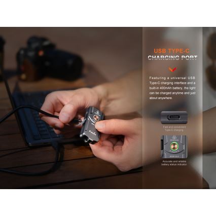 Fenix E03RV20GREY - Genopladelig LED lommelygte LED/USB IP66 500 skinnende 30 timer 400 mAh