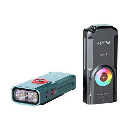 Fenix E06RGRY - LED lommelygte dæmpbar og genopladelig UV LED/USB IP66 700 skinnende 60 timer 750 mAh grå