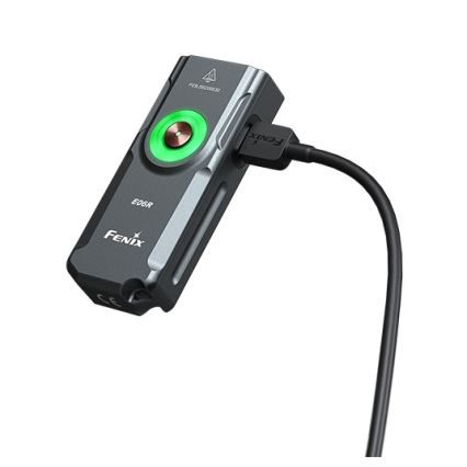 Fenix E06RGRY - LED lommelygte dæmpbar og genopladelig UV LED/USB IP66 700 skinnende 60 timer 750 mAh grå