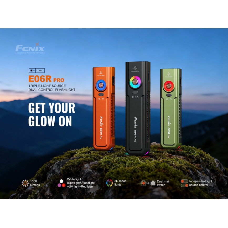 Fenix E06RPROEUBLC- LED dæmpbar genopladelig lommelygte LED/USB 1650 mAh IP66 1600 lm 111 h sort