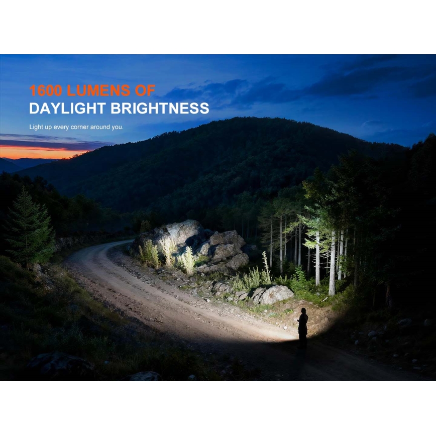 Fenix E06RPROEUBLC- LED dæmpbar genopladelig lommelygte LED/USB 1650 mAh IP66 1600 lm 111 h sort