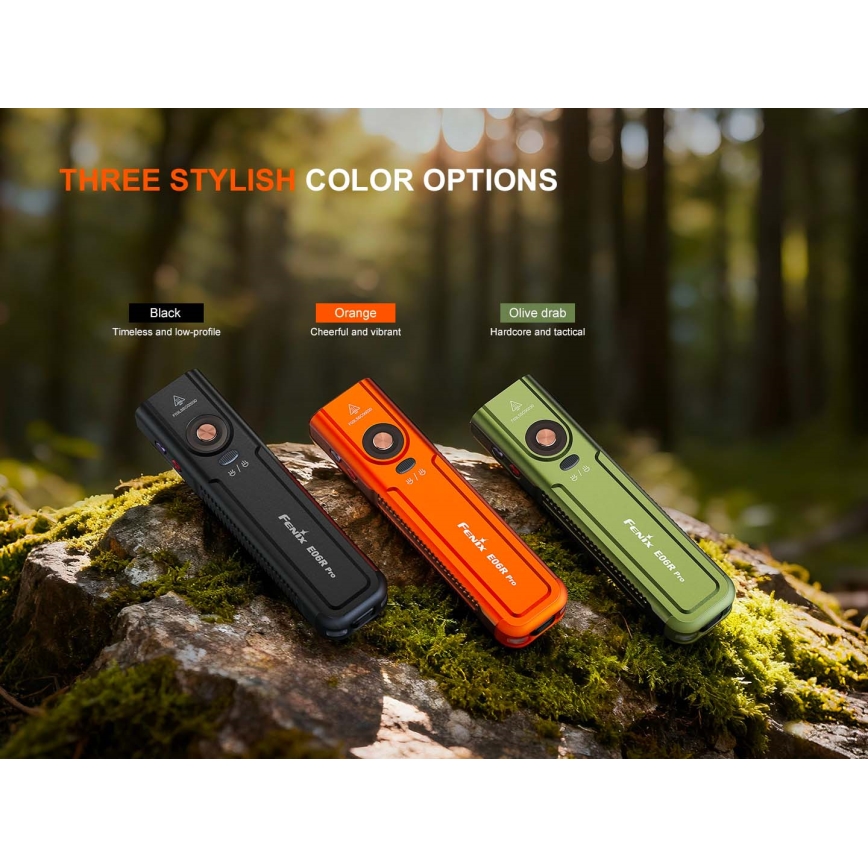 Fenix E06RPROEUBLC- LED dæmpbar genopladelig lommelygte LED/USB 1650 mAh IP66 1600 lm 111 h sort