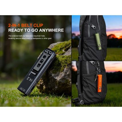 Fenix E06RPROEUBLC- LED dæmpbar genopladelig lommelygte LED/USB 1650 mAh IP66 1600 lm 111 h sort