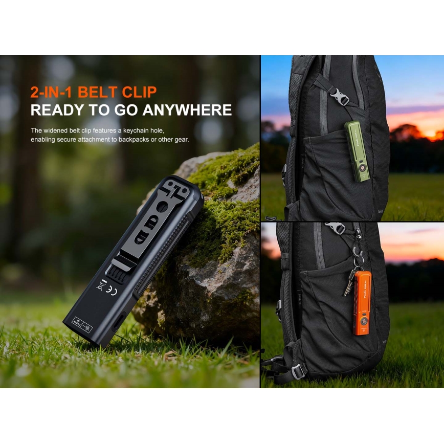 Fenix E06RPROEUBLC- LED dæmpbar genopladelig lommelygte LED/USB 1650 mAh IP66 1600 lm 111 h sort