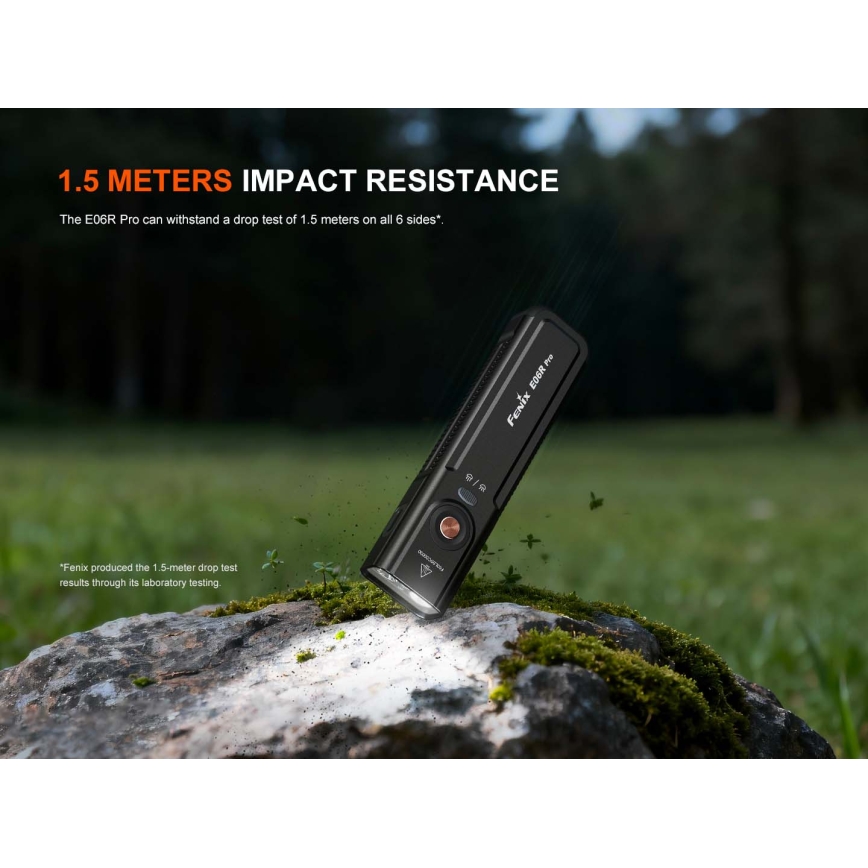 Fenix E06RPROEUBLC- LED dæmpbar genopladelig lommelygte LED/USB 1650 mAh IP66 1600 lm 111 h sort