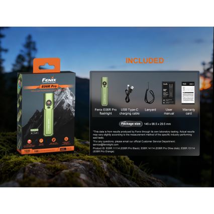 Fenix E06RPROEUOLI - LED Dæmpbar genopladelig lommelygte LED/USB 1650 mAh IP66 1600 lm 111 h grøn