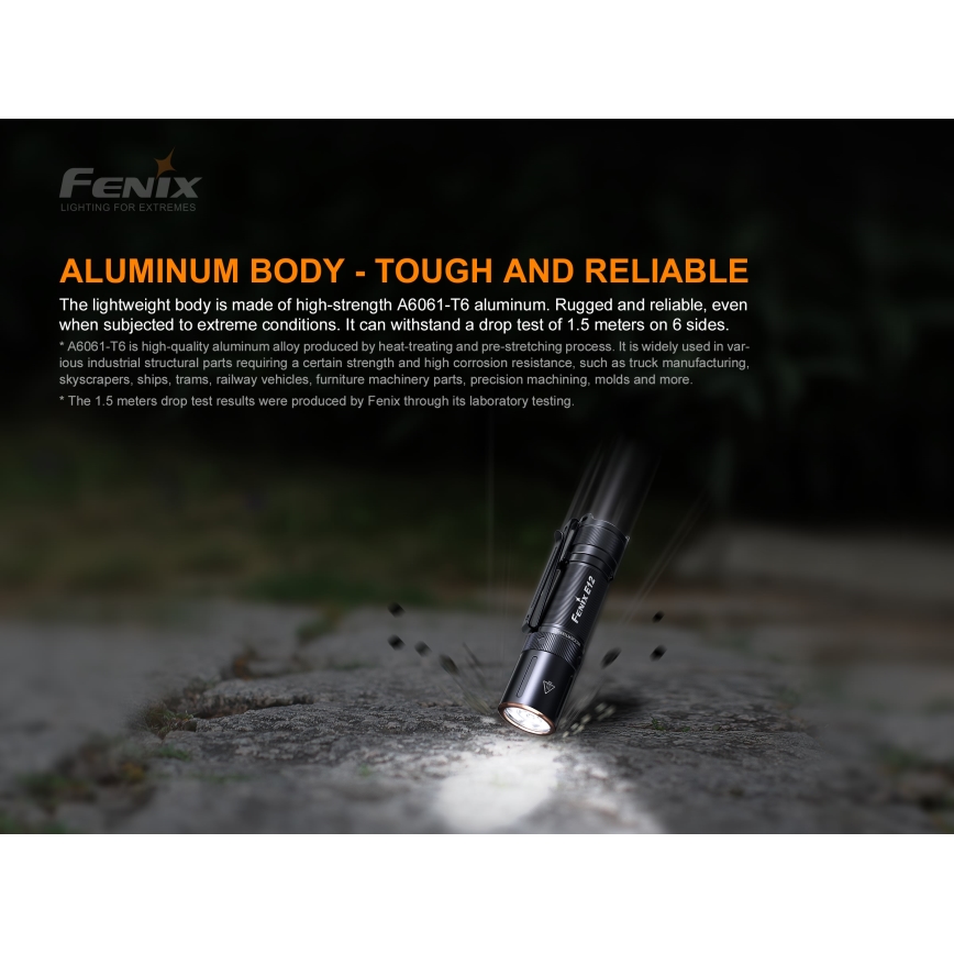 Fenix E12V20 - LED lommelygte LED/1xAA IP68 160 lm 70 timer