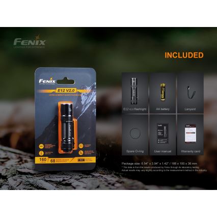 Fenix E12V20 - LED lommelygte LED/1xAA IP68 160 lm 70 timer