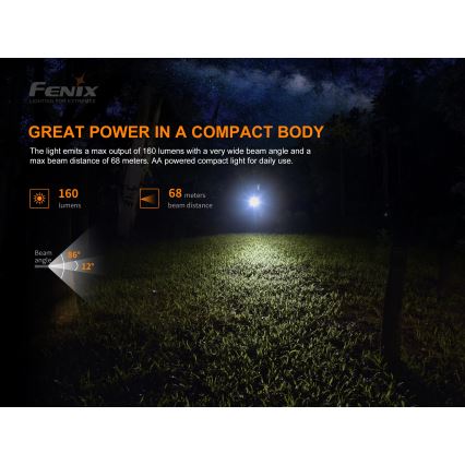 Fenix E12V20 - LED lommelygte LED/1xAA IP68 160 lm 70 timer