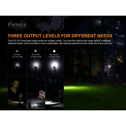 Fenix E12V20 - LED lommelygte LED/1xAA IP68 160 lm 70 timer