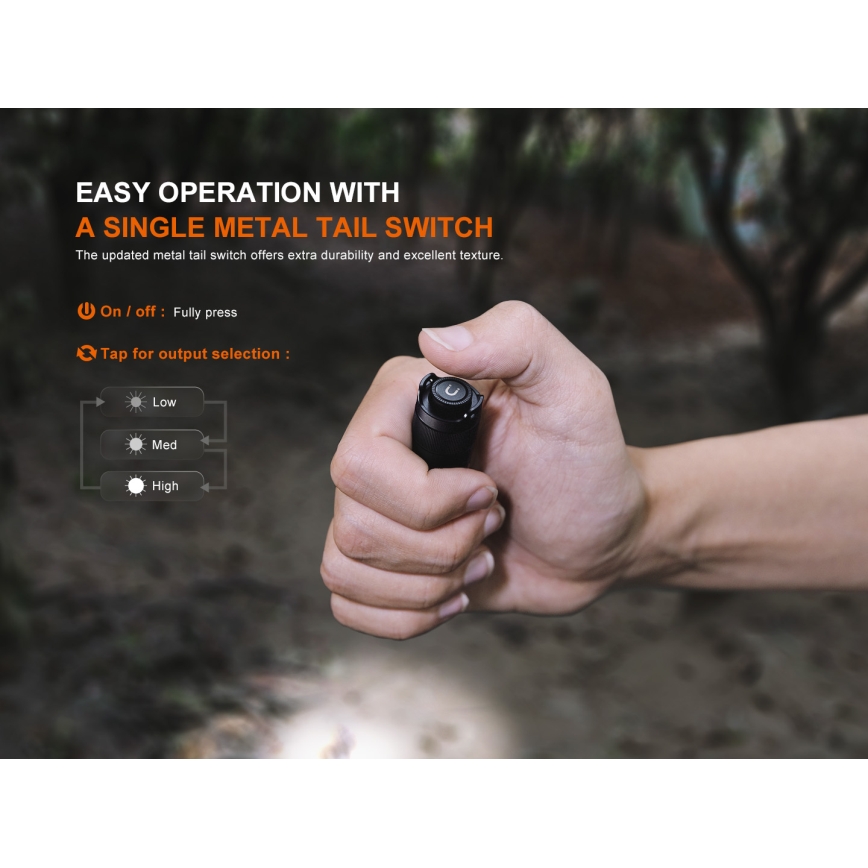 Fenix E12V30 - LED dæmpbar genopladelig lommelygte LED/1xAA 2000 mAh IP68 200 lm 100 h sort