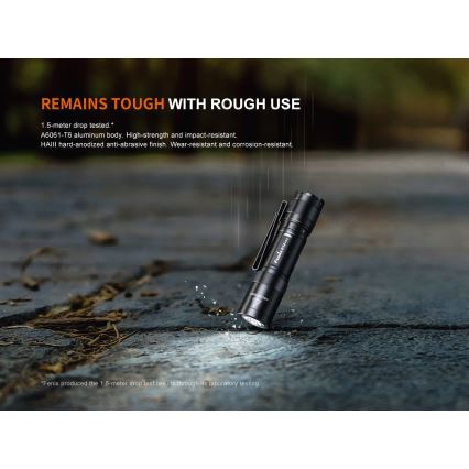 Fenix E12V30 - LED dæmpbar genopladelig lommelygte LED/1xAA 2000 mAh IP68 200 lm 100 h sort