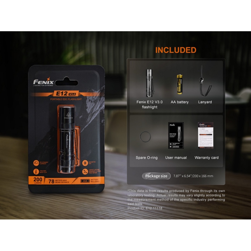 Fenix E12V30 - LED dæmpbar genopladelig lommelygte LED/1xAA 2000 mAh IP68 200 lm 100 h sort