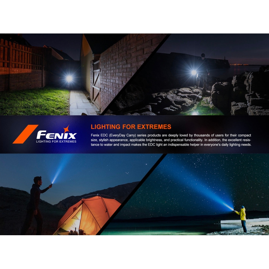 Fenix E18RV20800 - Dæmpbar genopladelig LED-lommelygte LED/USB/1xCR123A 800 mAh IP68 1200 lm 200 h sort