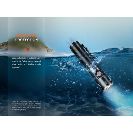Fenix E28RV20 - LED lommelygte dæmpbar og genopladelig LED/USB/2xCR123A IP68 1700 skinnende 260 timer 3400 mAh