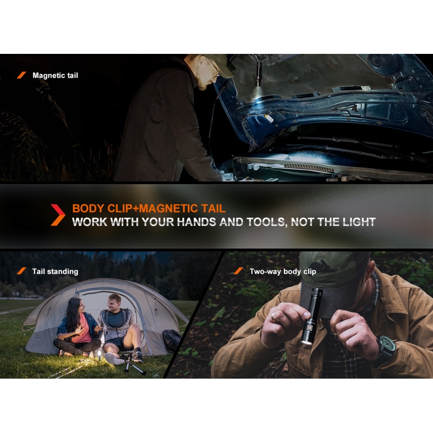 Fenix E28RV20 - LED lommelygte dæmpbar og genopladelig LED/USB/2xCR123A IP68 1700 skinnende 260 timer 3400 mAh