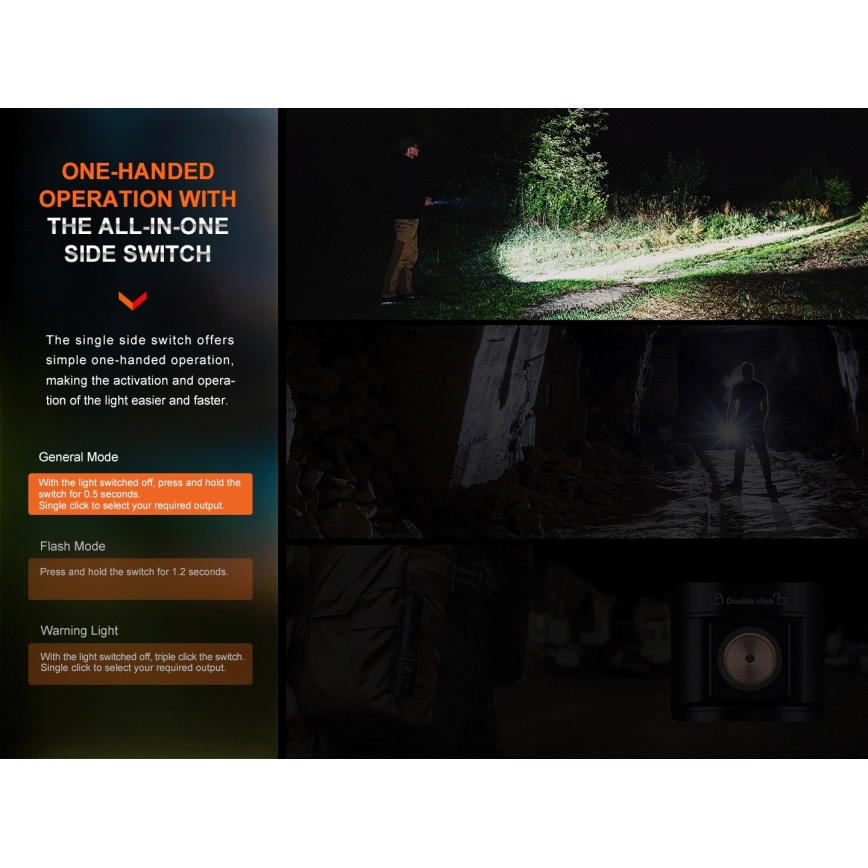 Fenix E28RV20 - LED lommelygte dæmpbar og genopladelig LED/USB/2xCR123A IP68 1700 skinnende 260 timer 3400 mAh