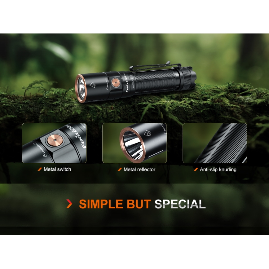 Fenix E28RV20 - LED lommelygte dæmpbar og genopladelig LED/USB/2xCR123A IP68 1700 skinnende 260 timer 3400 mAh
