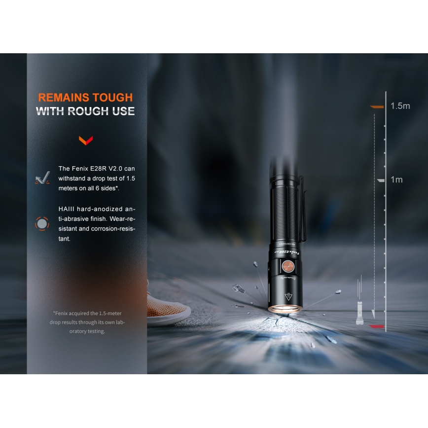 Fenix E28RV20 - LED lommelygte dæmpbar og genopladelig LED/USB/2xCR123A IP68 1700 skinnende 260 timer 3400 mAh