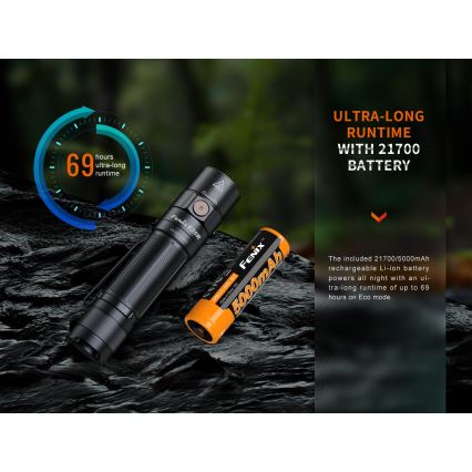 Fenix E35RSETAODS - Genopladelig LED lommelygte dæmpbar LED/USB IP68 3100 lm 69 timer 5000 mAh + diffuser 26,5 mm