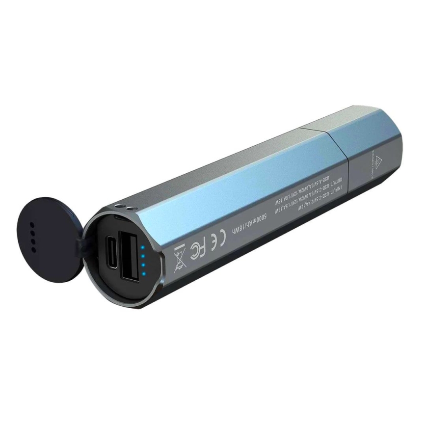 Fenix ECPBLUE - Genopladelig LED lommelygte med powerbank USB IP68 1600 skinnende 504 timer 5000 mAh blå