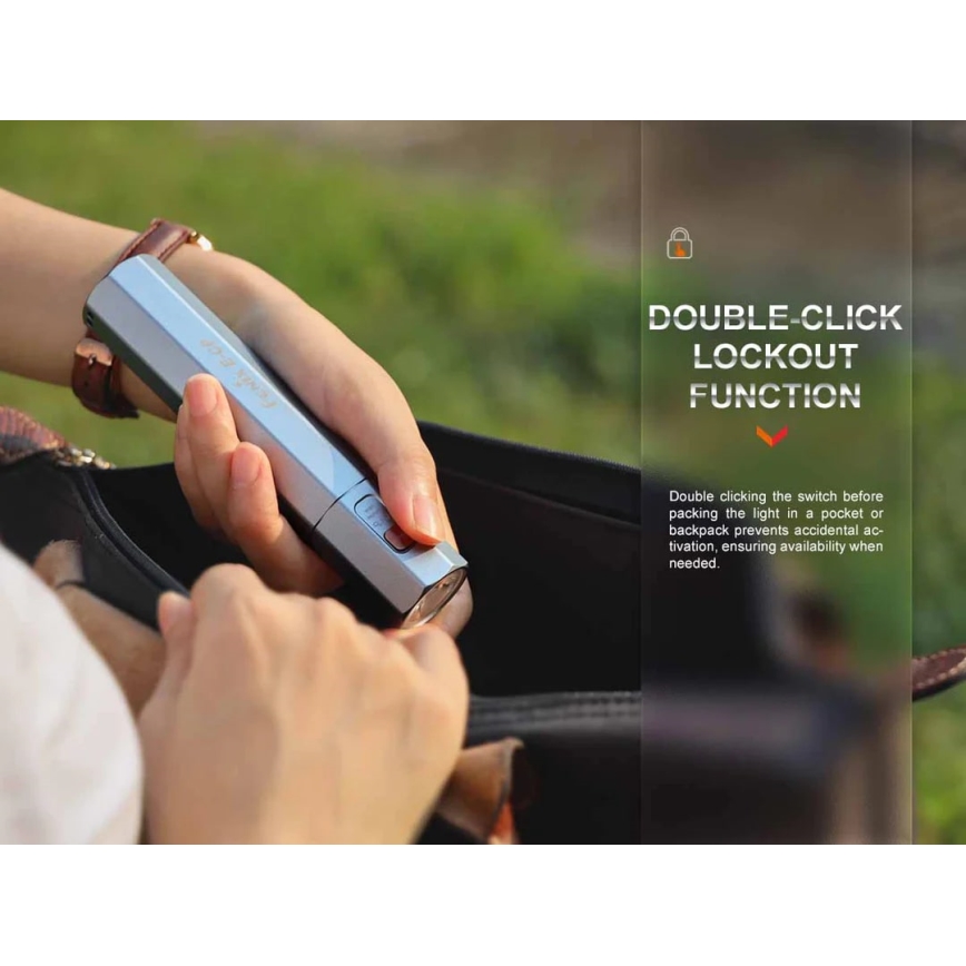 Fenix ECPBLUE - Genopladelig LED lommelygte med powerbank USB IP68 1600 skinnende 504 timer 5000 mAh blå