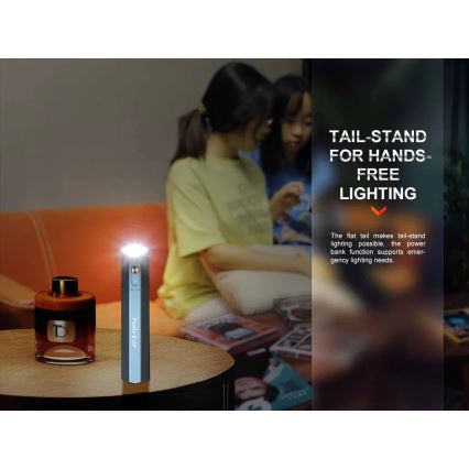 Fenix ECPBLUE - Genopladelig LED lommelygte med powerbank USB IP68 1600 skinnende 504 timer 5000 mAh blå