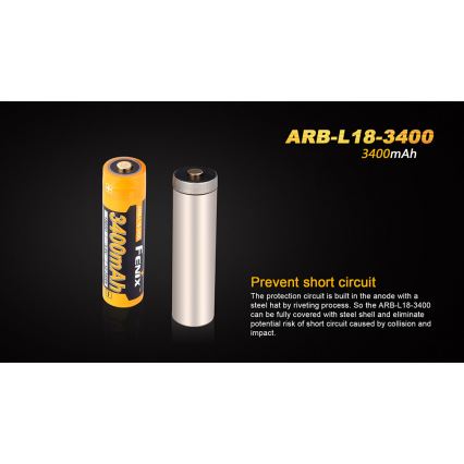 Fenix FE18650LI34 - 1 stk. Genopladeligt 18650-batteri, 3,6 V, 3400 mAh