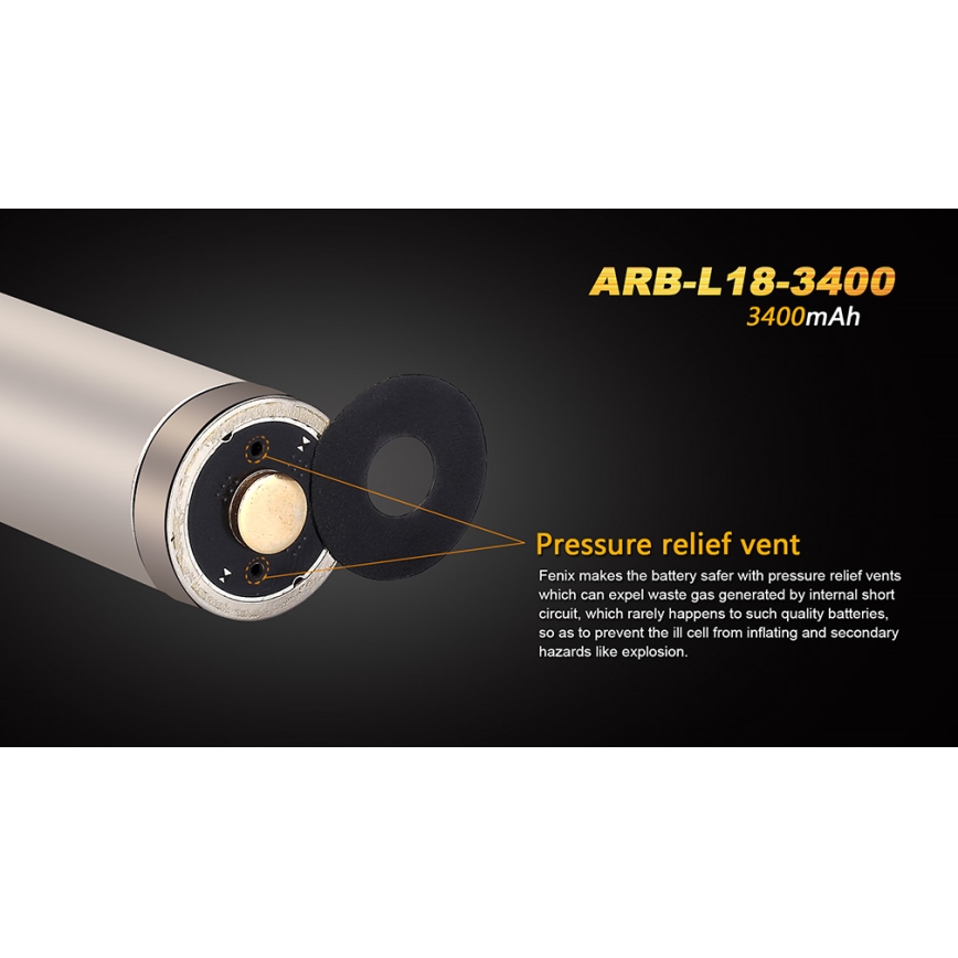 Fenix FE18650LI34 - 1 stk. Genopladeligt 18650-batteri, 3,6 V, 3400 mAh