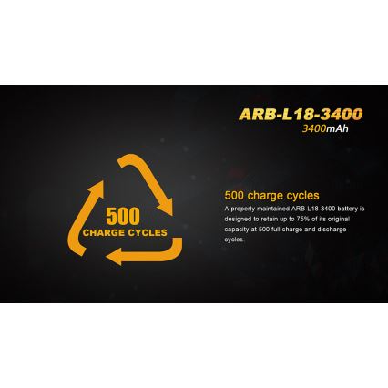 Fenix FE18650LI34 - 1 stk. Genopladeligt 18650-batteri, 3,6 V, 3400 mAh