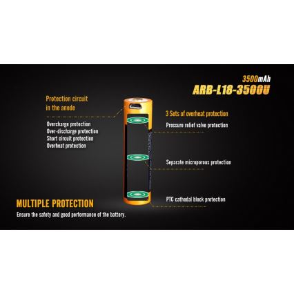 Fenix FE18650LI35USB - 1 stk. Genopladeligt batteri USB/3,6 V 3500 mAh
