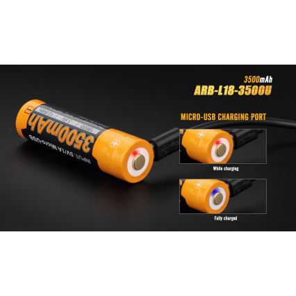 Fenix FE18650LI35USB - Genopladeligt batteri 1 stk. USB/3,6V 3500 mAh