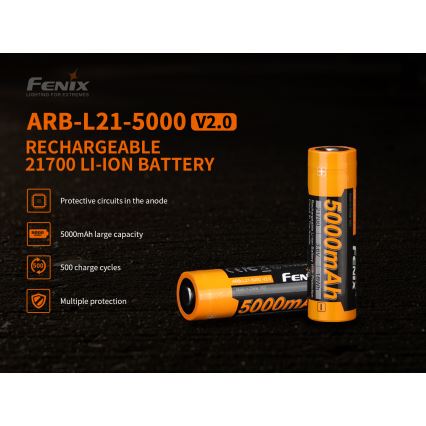 Fenix FE21700V20 - 1 stk. Genopladeligt 21700-batteri, 3,6 V, 5000 mAh