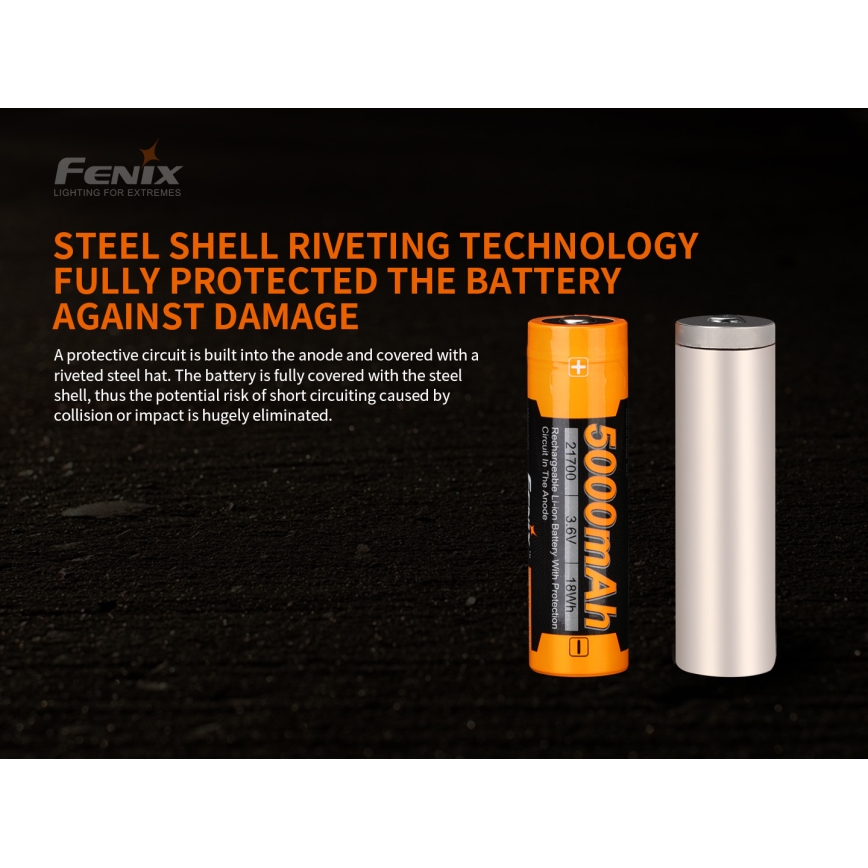 Fenix FE21700V20 - 1 stk. Genopladeligt batteri 21700/3,6V 5000 mAh