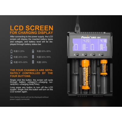 Fenix FENAREA4 - Batterioplader 4xLi-ion/AAA/AA/C 5V