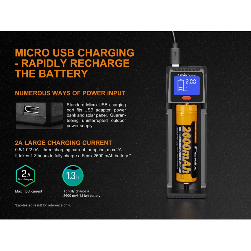 Fenix FENARED1 - Batterioplader 1xLi-ion/AAA/AA/C 5V