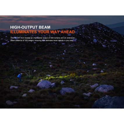 Fenix HL12RV20BLC - LED-dæmpbar genopladelig pandelampe LED/USB 950 mAh IP66 500 lm 112 h sort