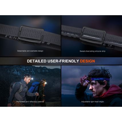 Fenix HL12RV20BLC - LED-dæmpbar genopladelig pandelampe LED/USB 950 mAh IP66 500 lm 112 h sort